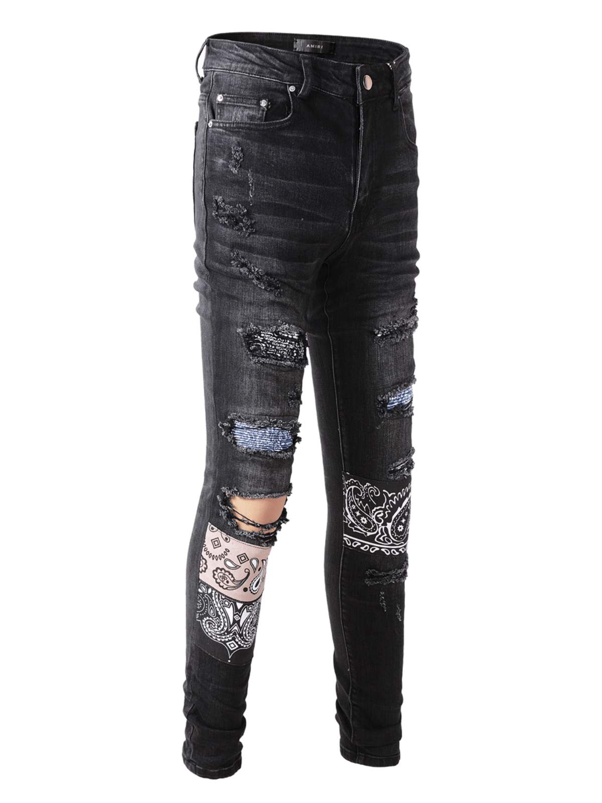 Black Ripped Patch Jeans