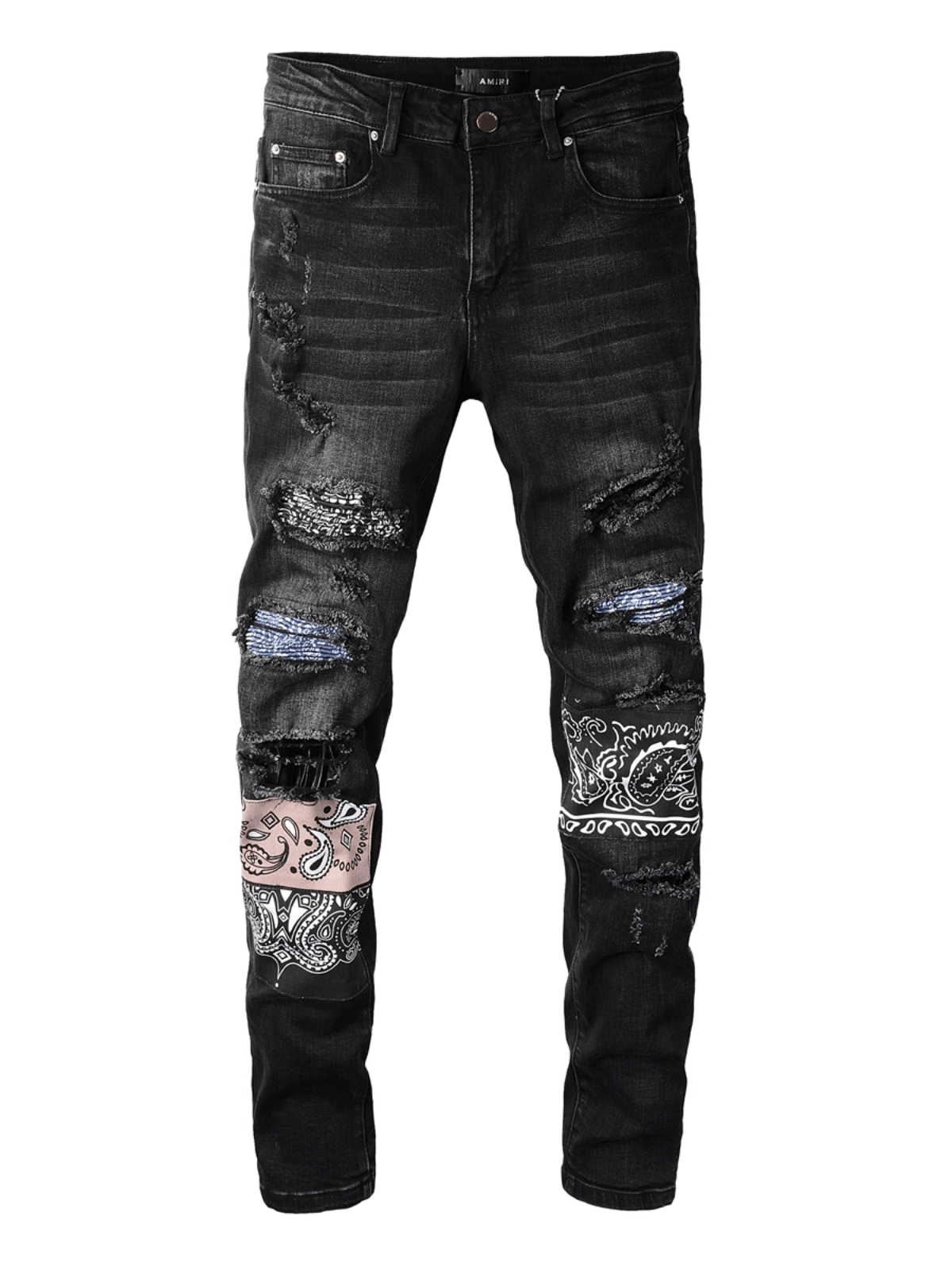 Black Ripped Patch Jeans