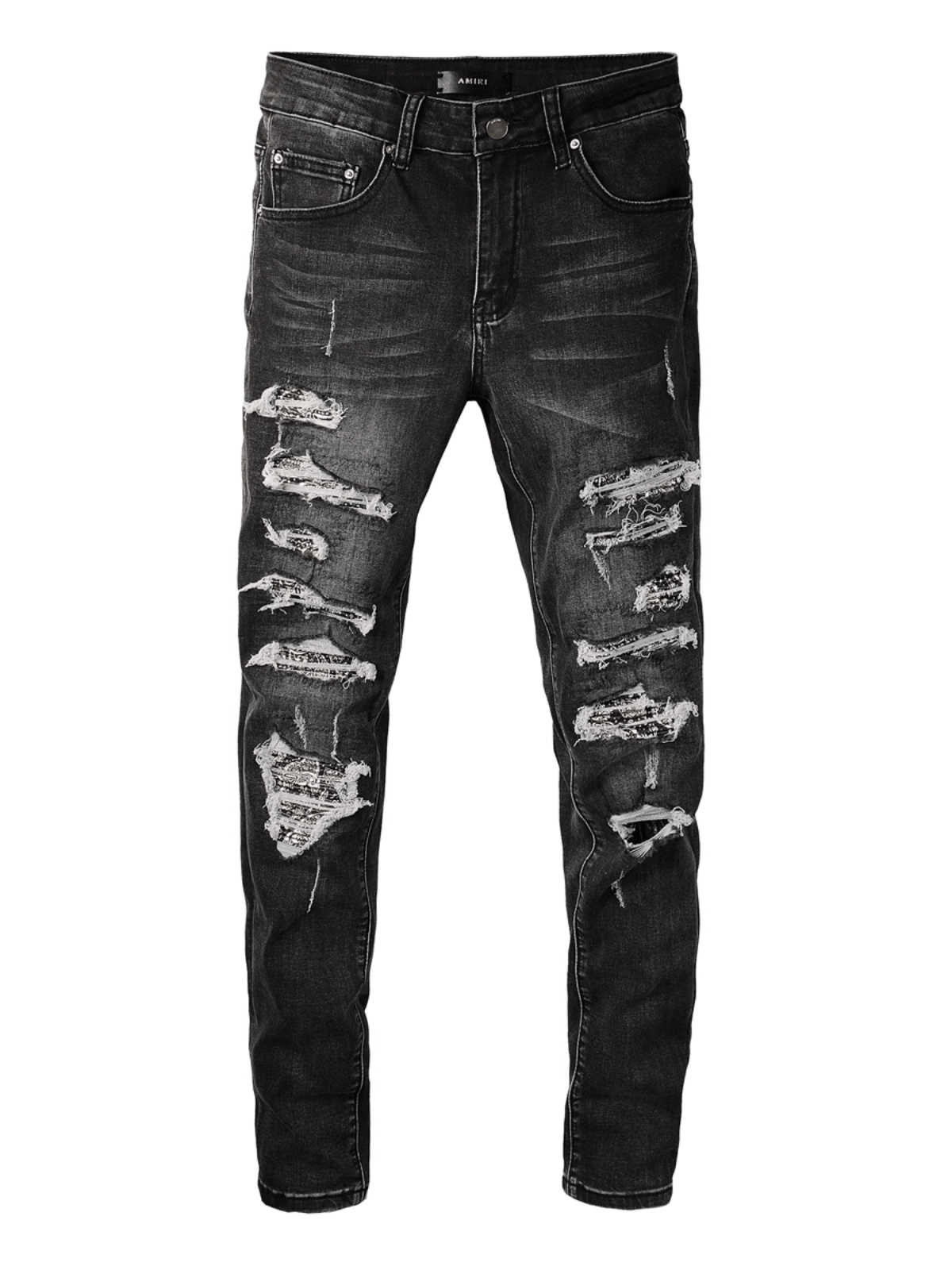 Black Washed Ripped Jeans