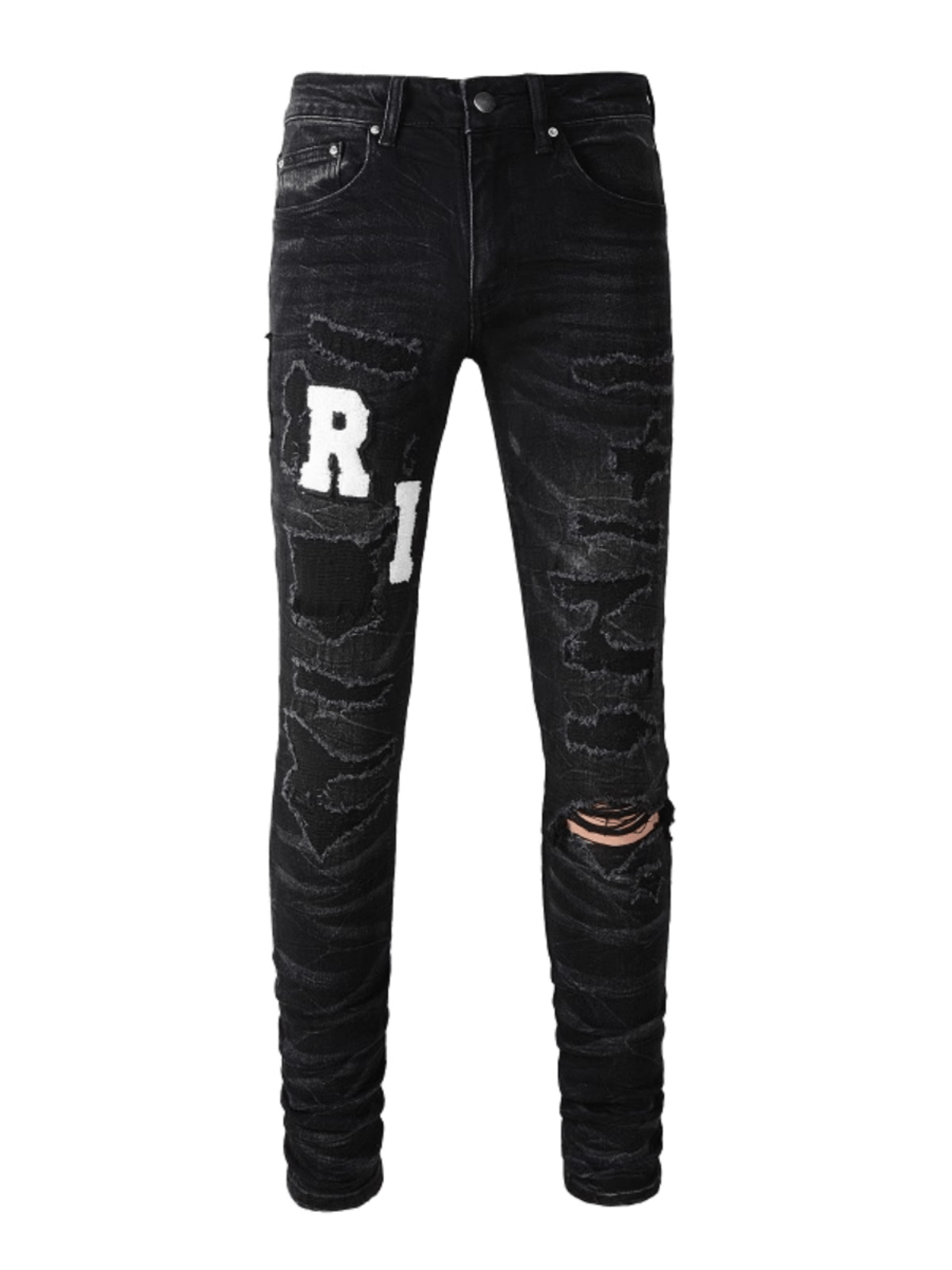 Black Writing Patch Jeans