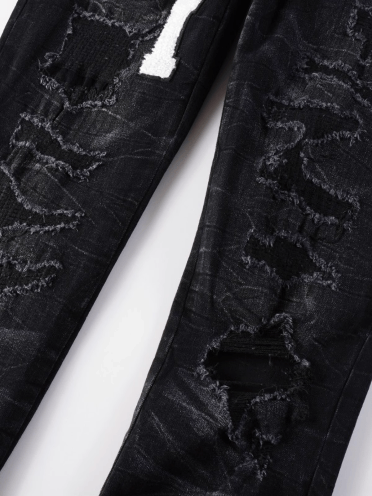 Black Writing Patch Jeans