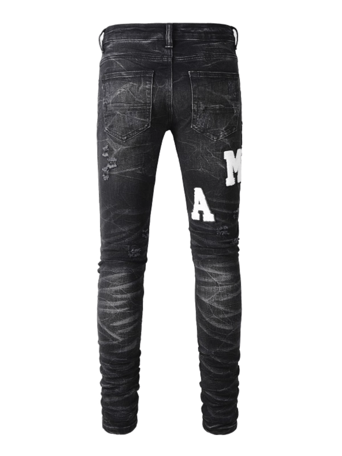 Black Writing Patch Jeans