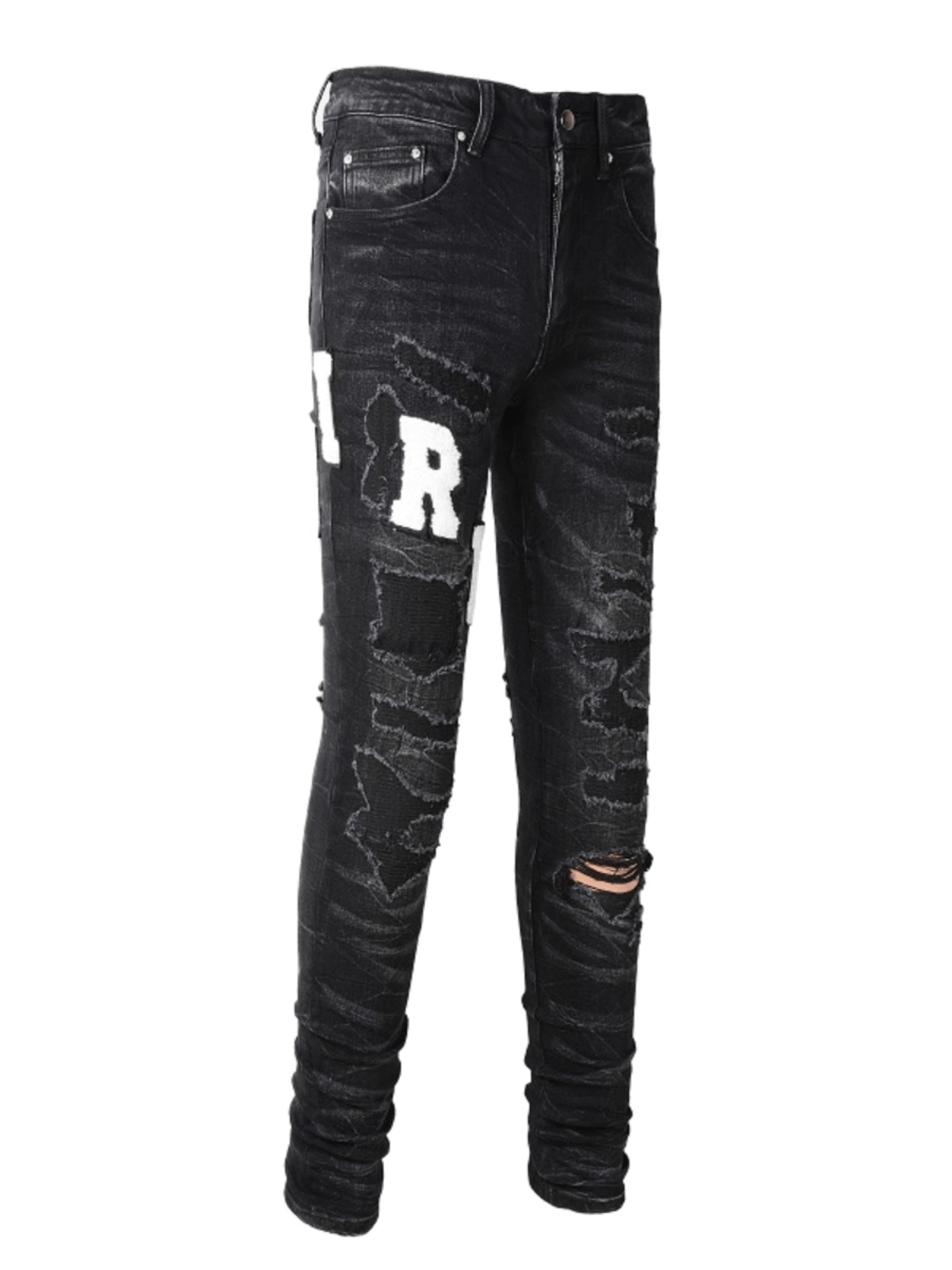 Black Writing Patch Jeans