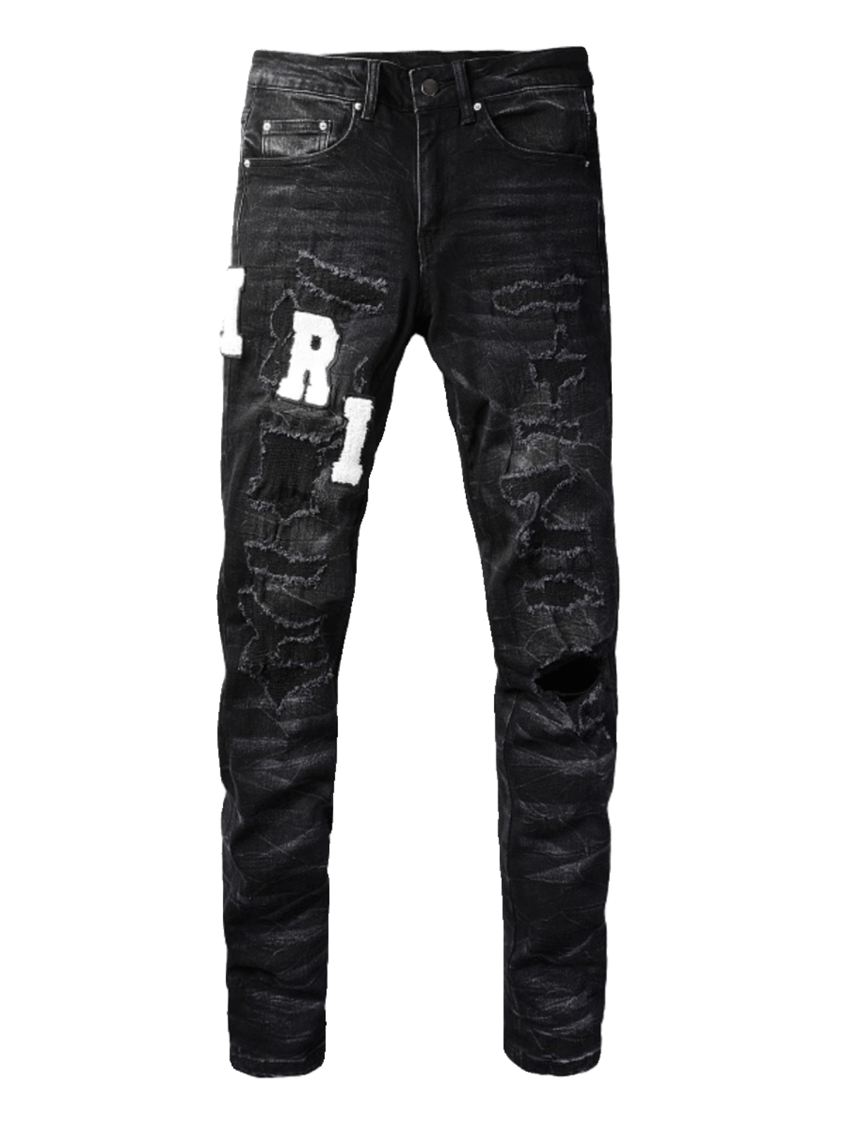 Black Writing Patch Jeans