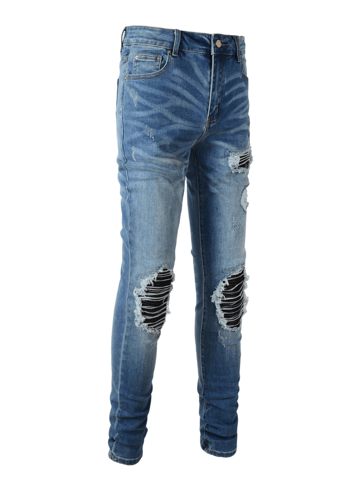 Blue Black Patch Jeans