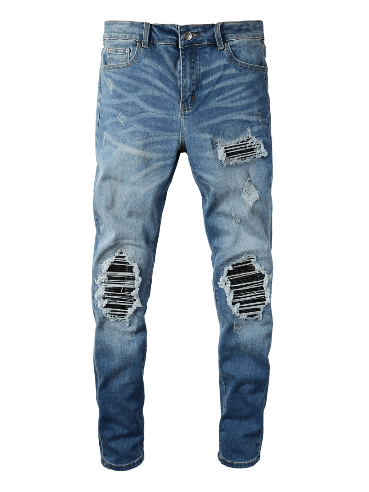 Blue Black Patch Jeans