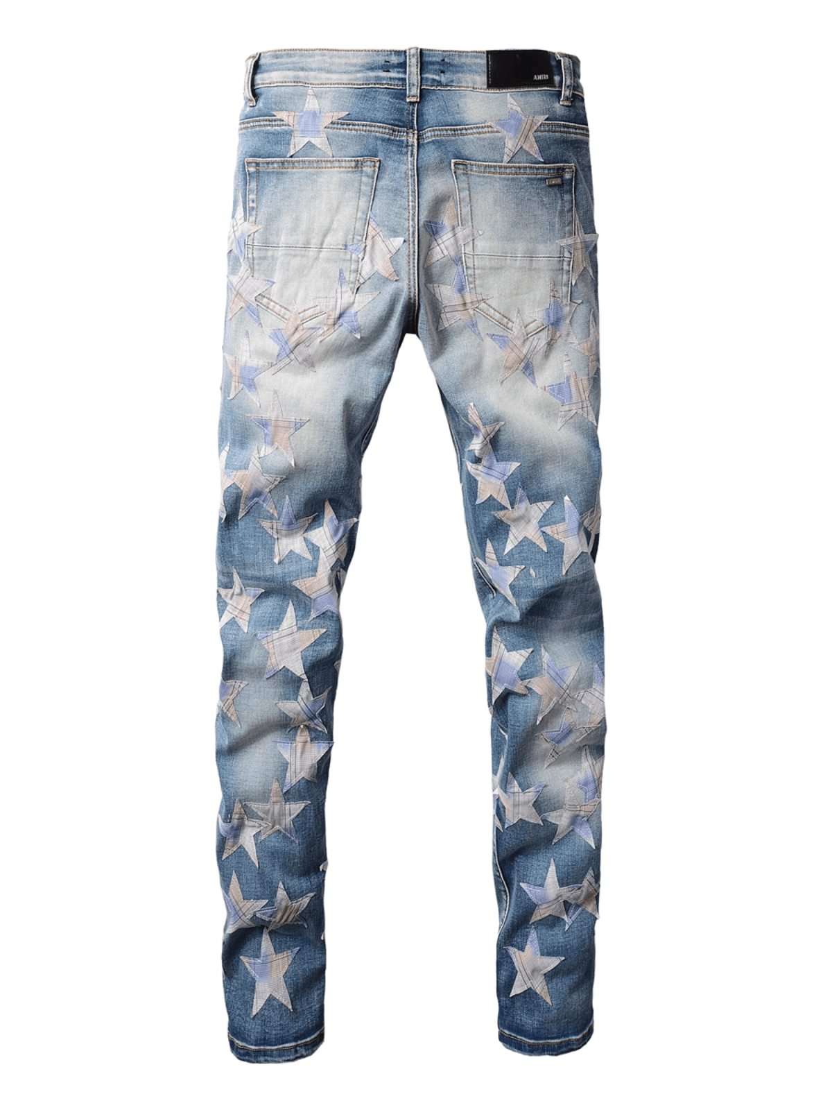 Blue Ripped Patch Jeans