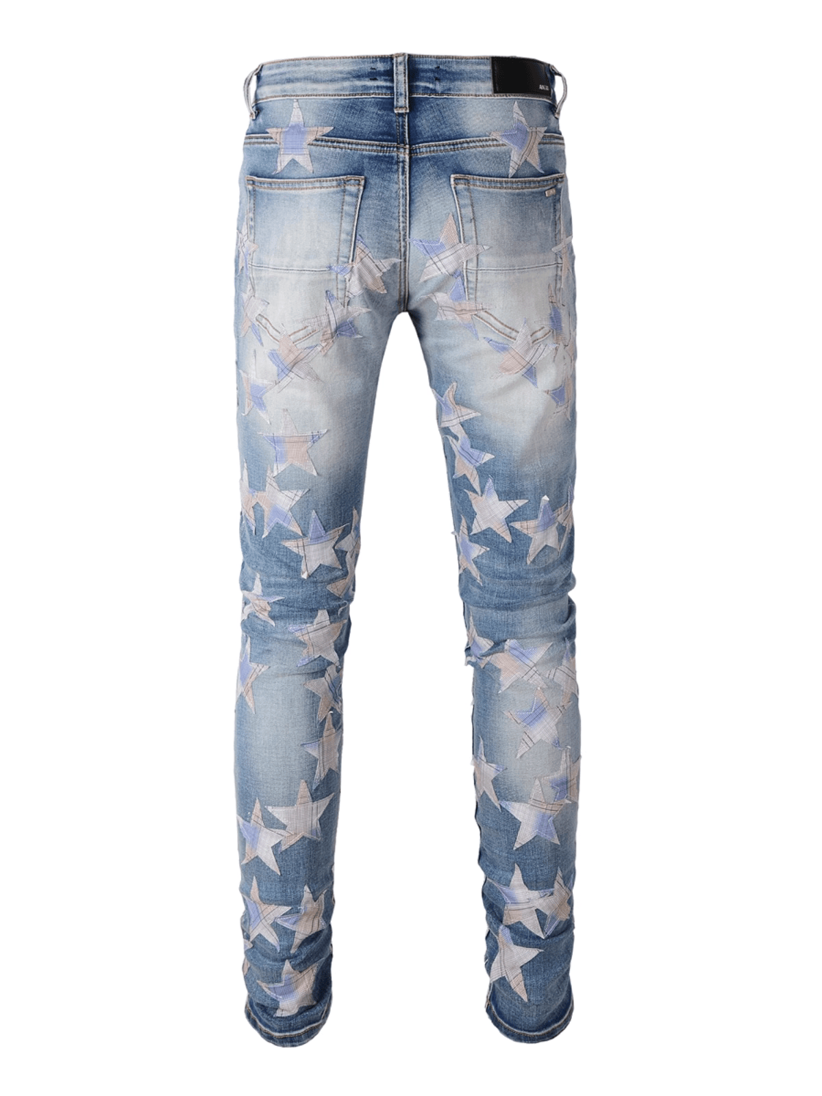 Blue Ripped Patch Jeans