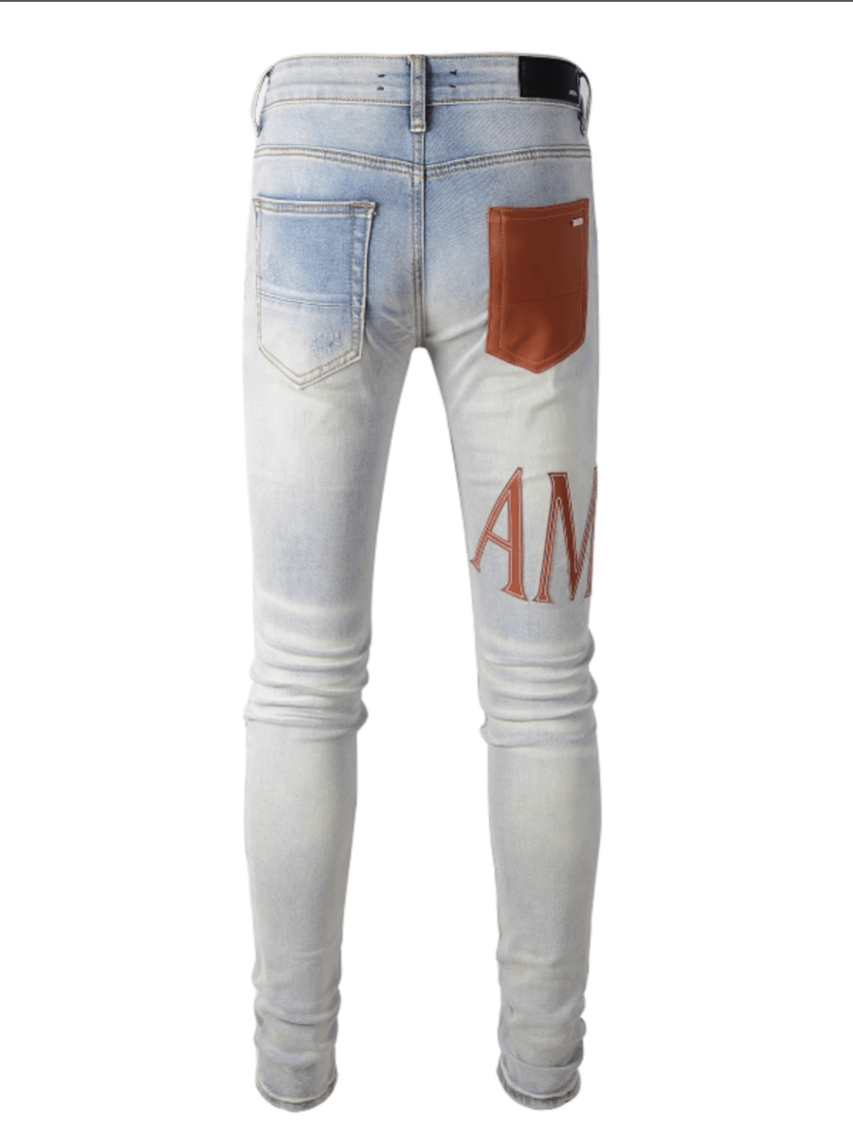 Light Blue Red Writing Jeans