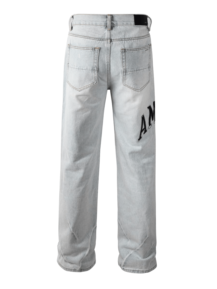 Washed Light Baggy Writing Jeans