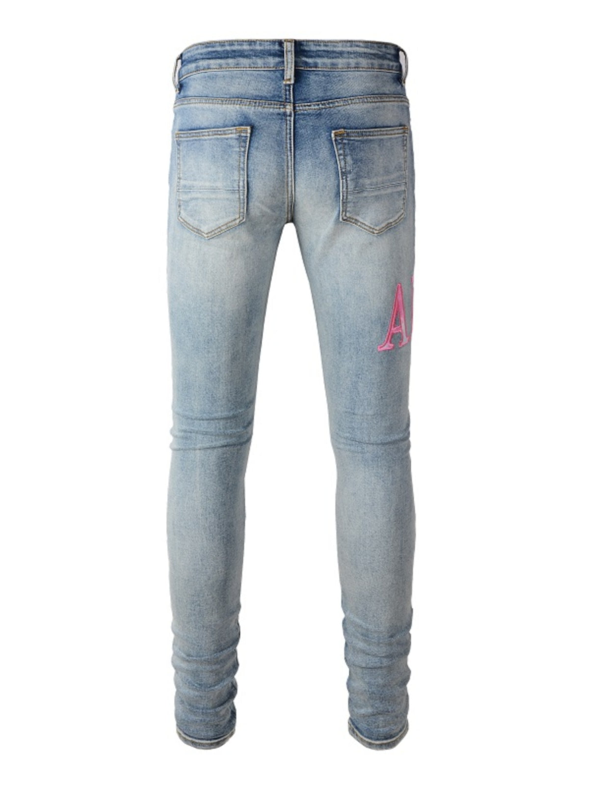 Denim Pink Writing Patch Jeans