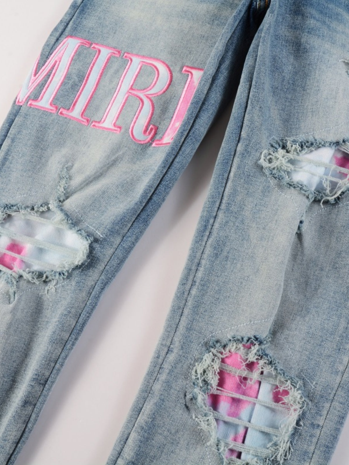Denim Pink Writing Patch Jeans