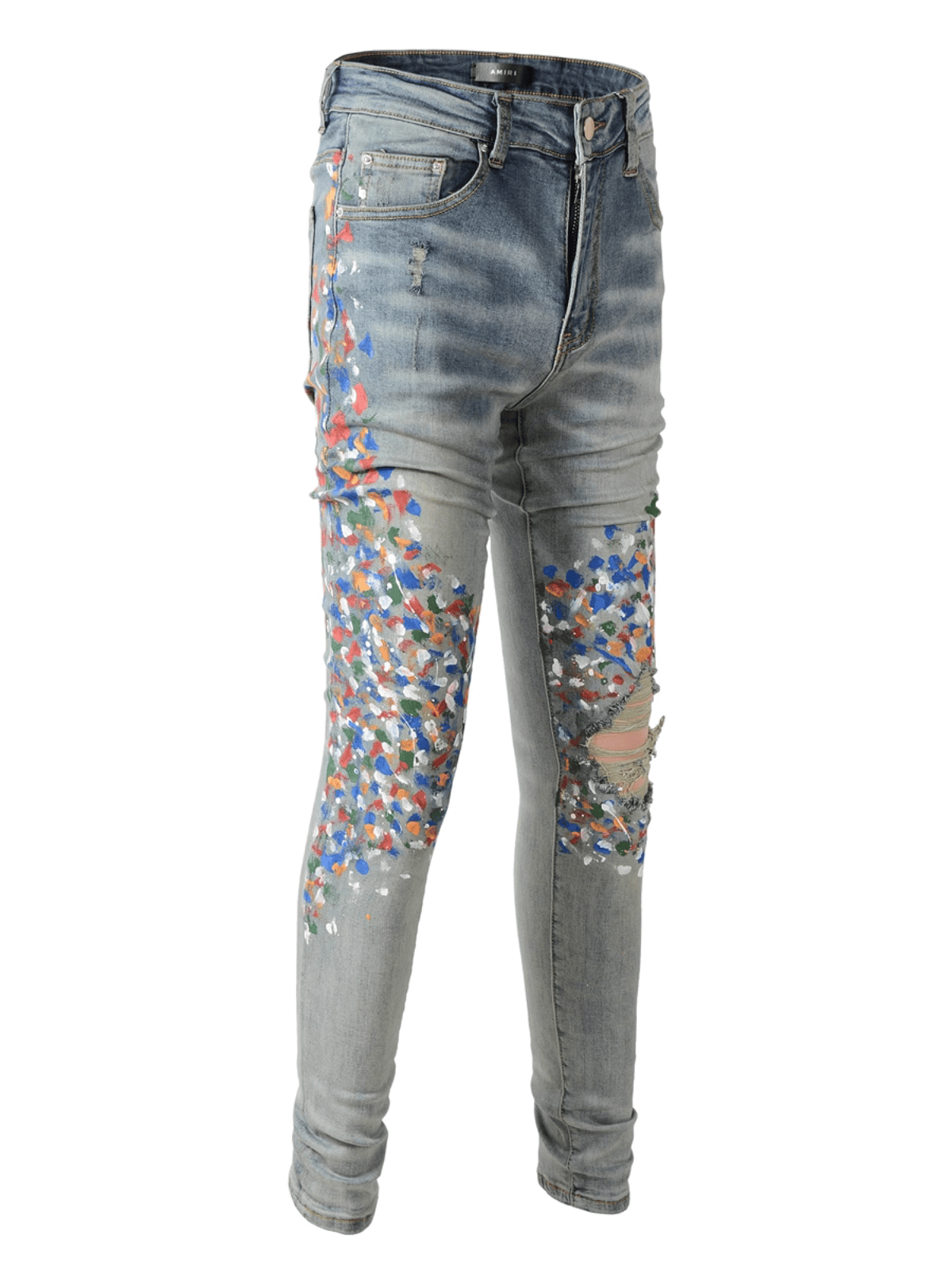 Blue Ripped Patch Jeans