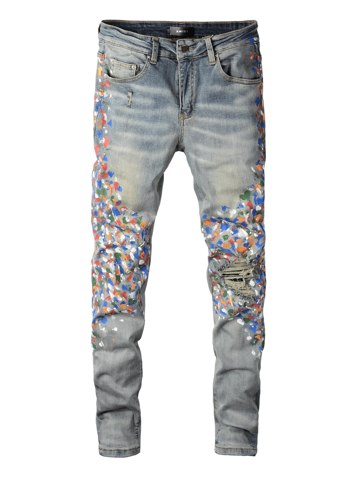 Blue Ripped Patch Jeans