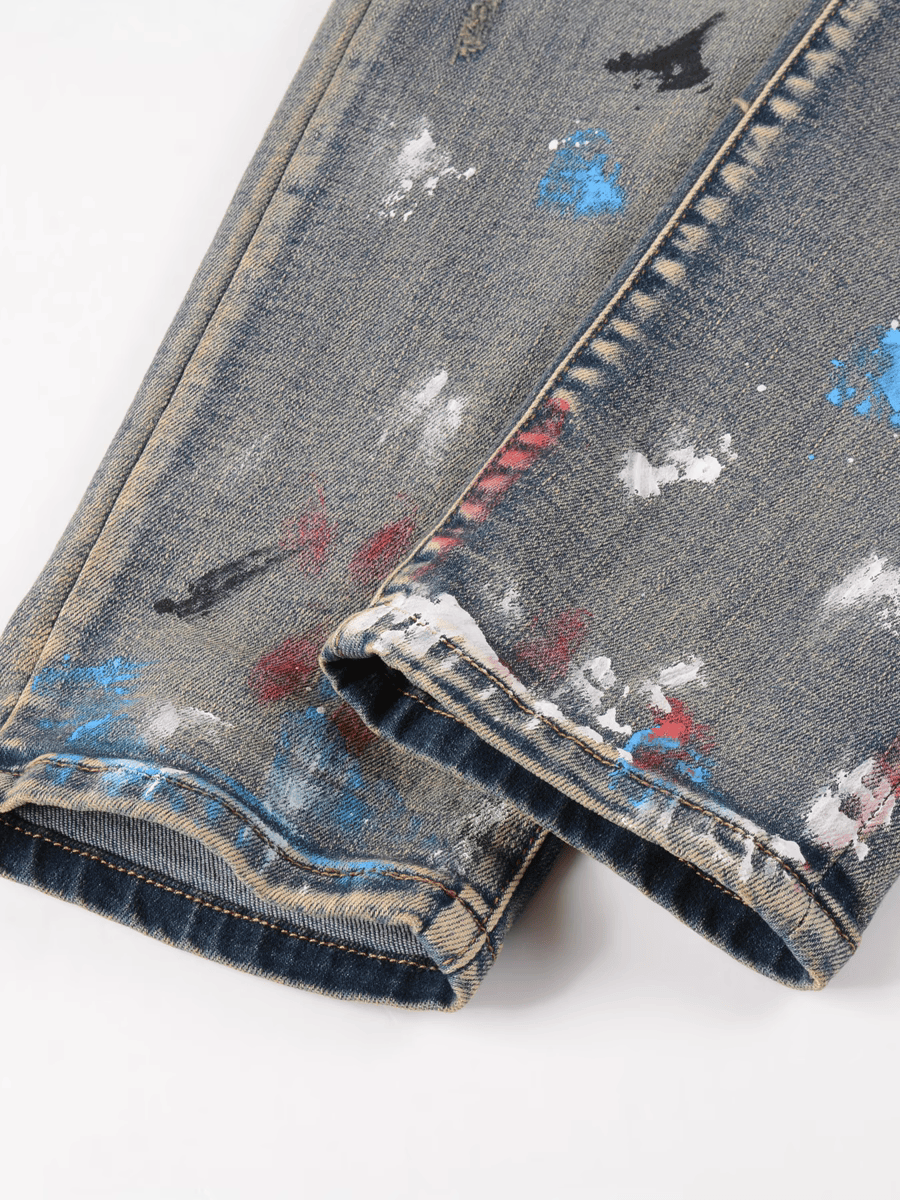 Washed Denim Ripped Jeans