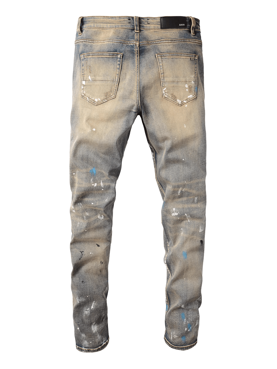 Washed Denim Ripped Jeans