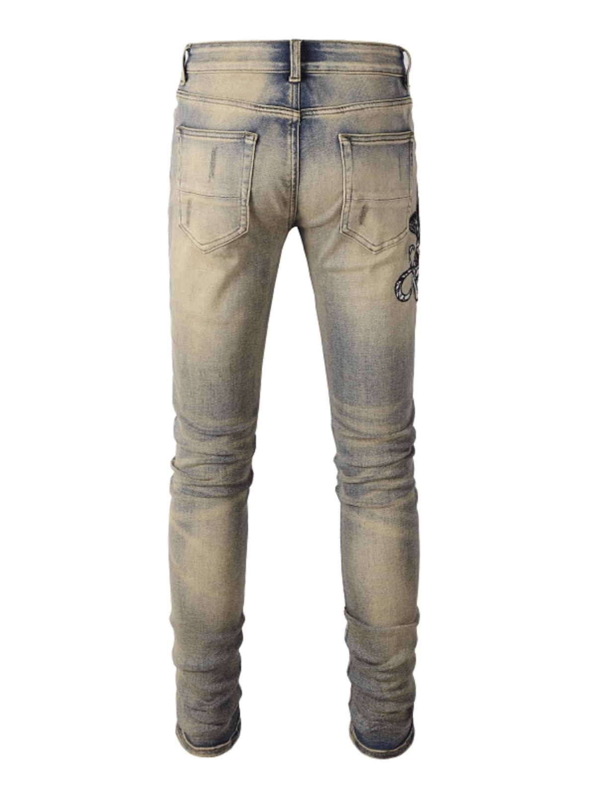 Washed Denim Snake Jeans
