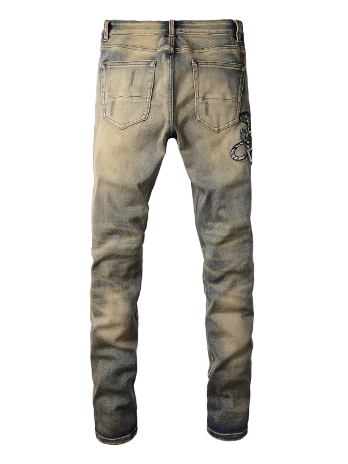 Washed Denim Snake Jeans
