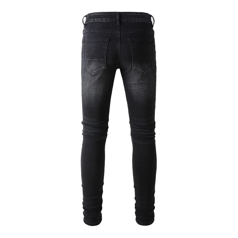 Wine Red Patch Jeans