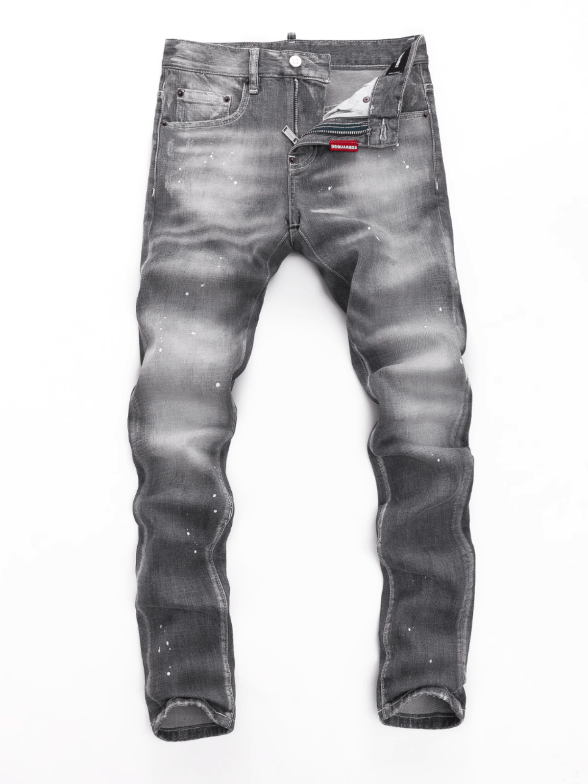 Smoky Gray White Paint Jeans