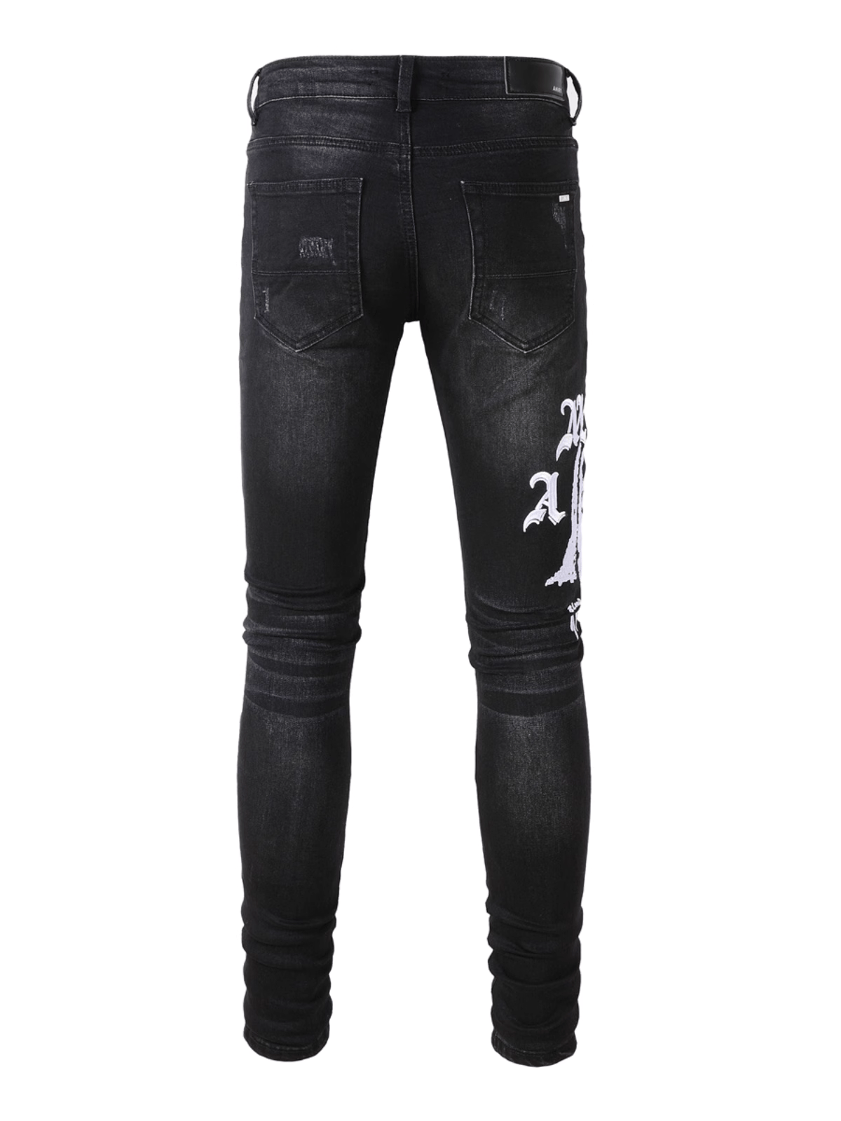 Black Graphic Ripped Jeans