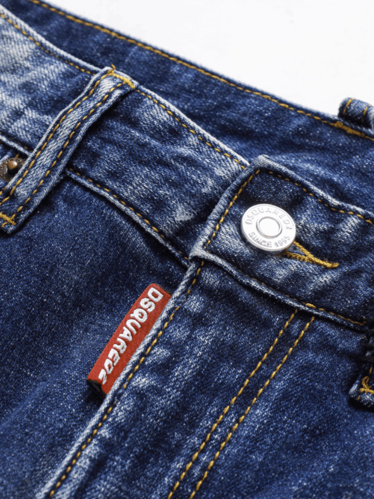 Blue Washed Patch Paint Jeans