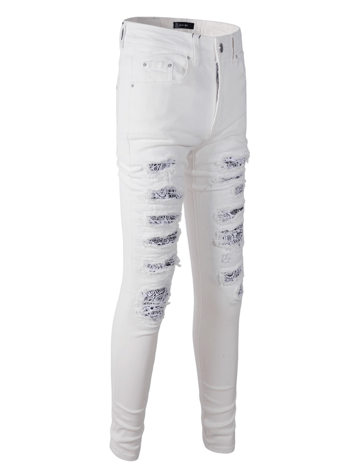 White Ripped Patch Jeans