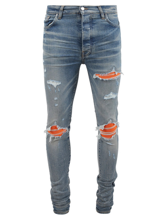 Denim Orange Patch Jeans