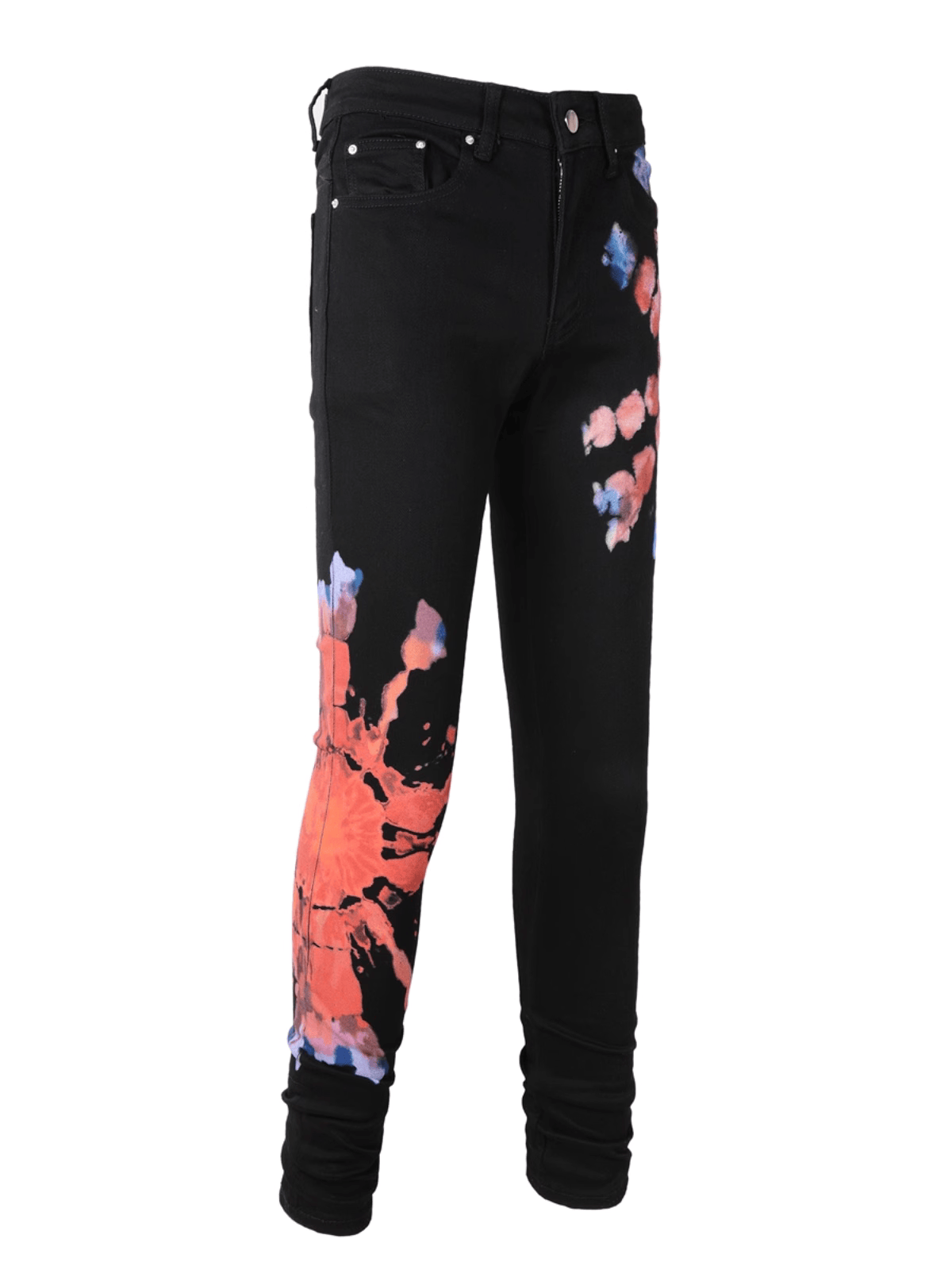 Black Graphic Paint Jeans