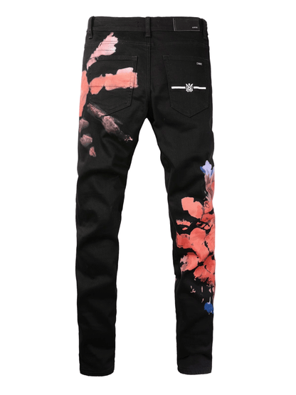 Black Graphic Paint Jeans