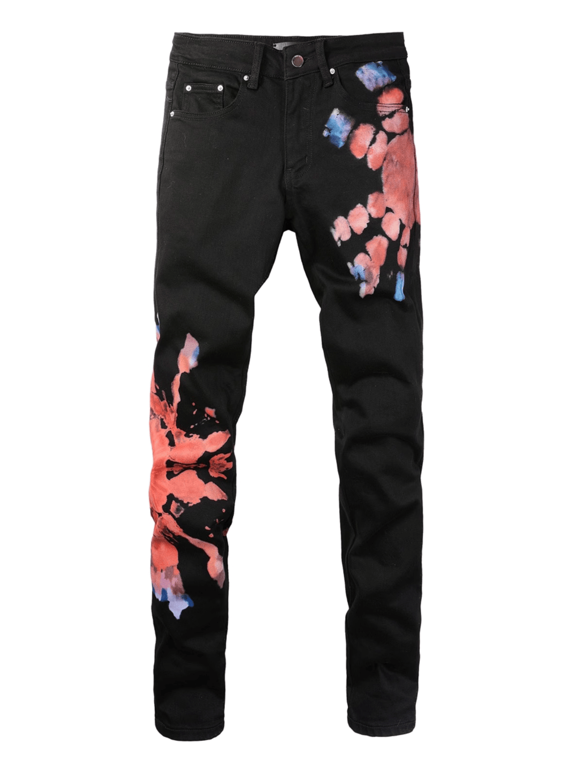 Black Graphic Paint Jeans