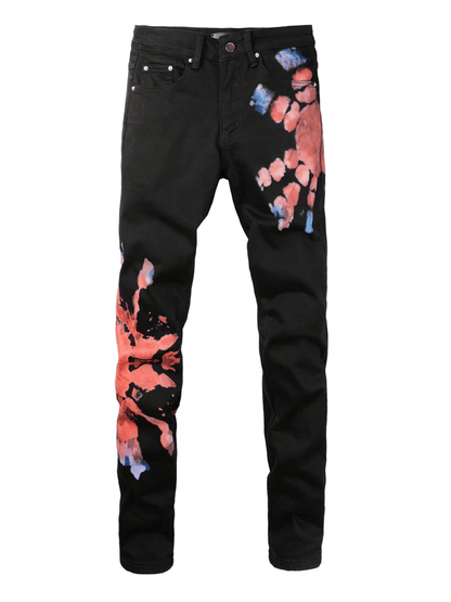 Black Graphic Paint Jeans