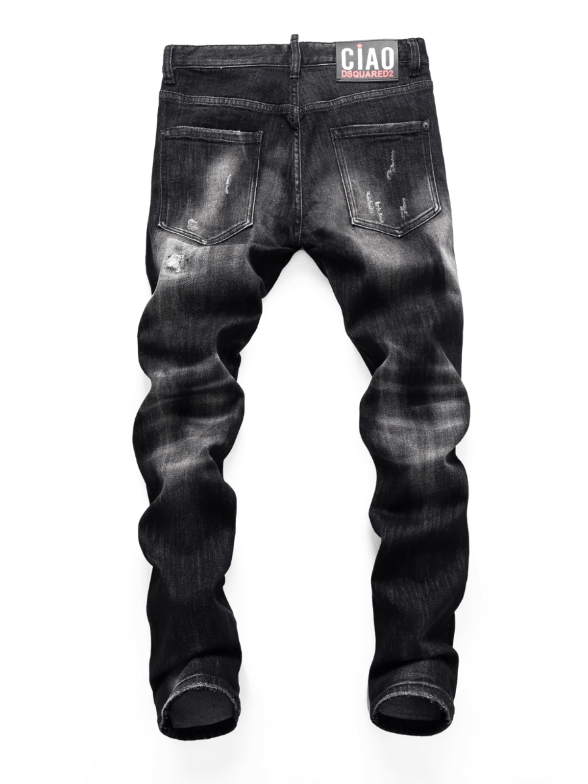 Black Gray Ripped Classic Jeans