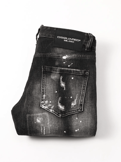 Black White Ripped Jeans