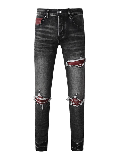 Black Red Patch Jeans
