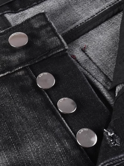 Black Red Patch Jeans