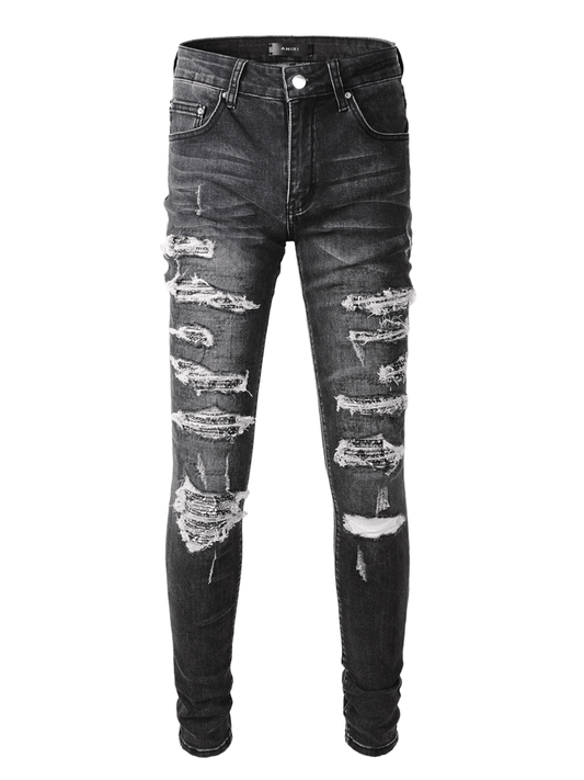 Black Washed Ripped Jeans