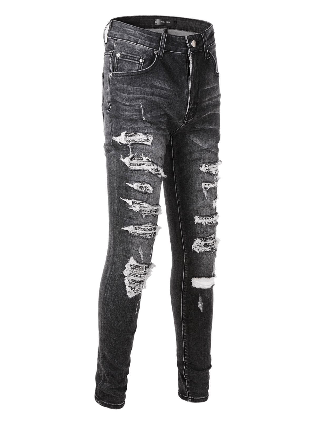 Black Washed Ripped Jeans