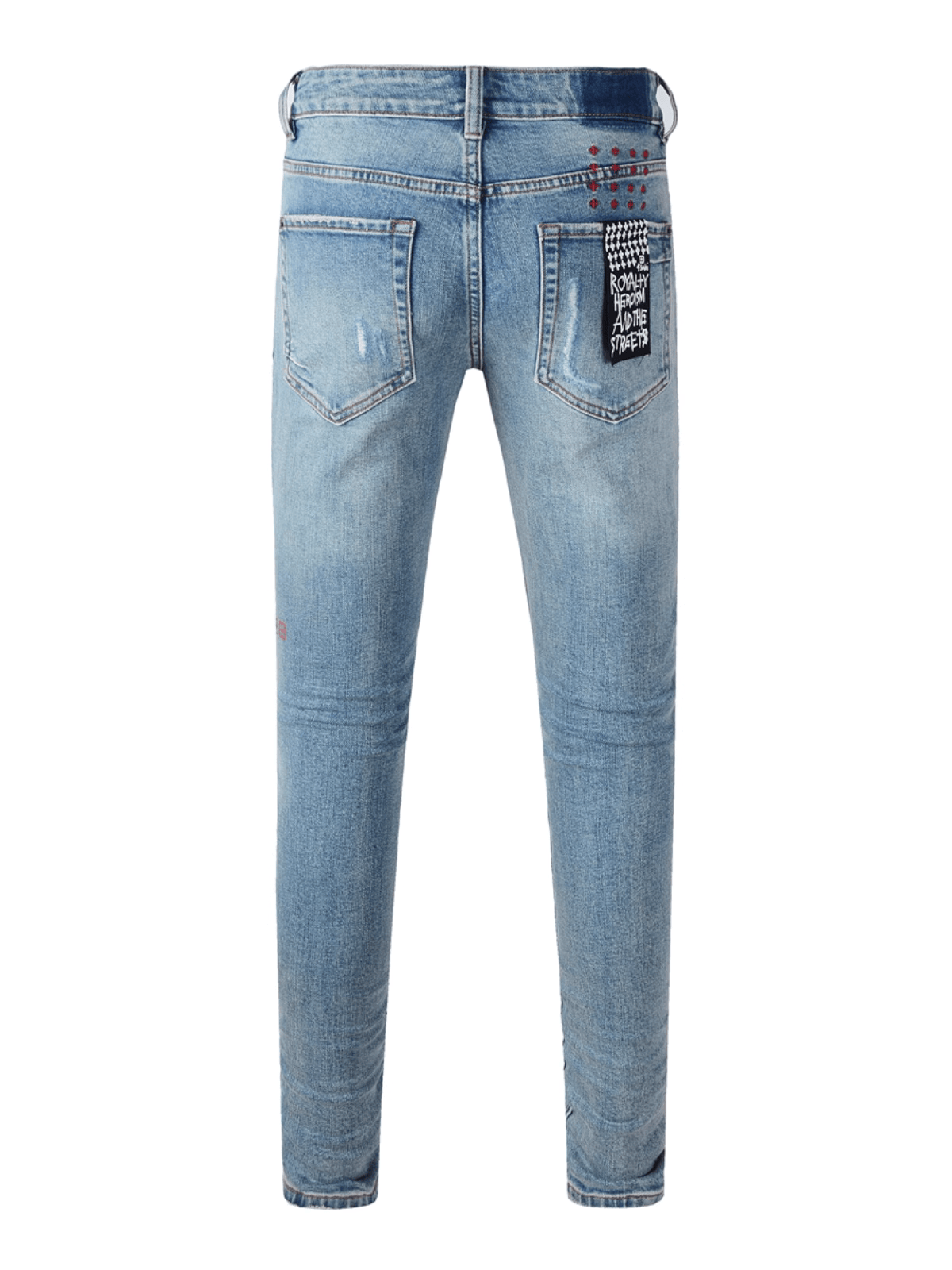 Blue Patch Ripped Jeans