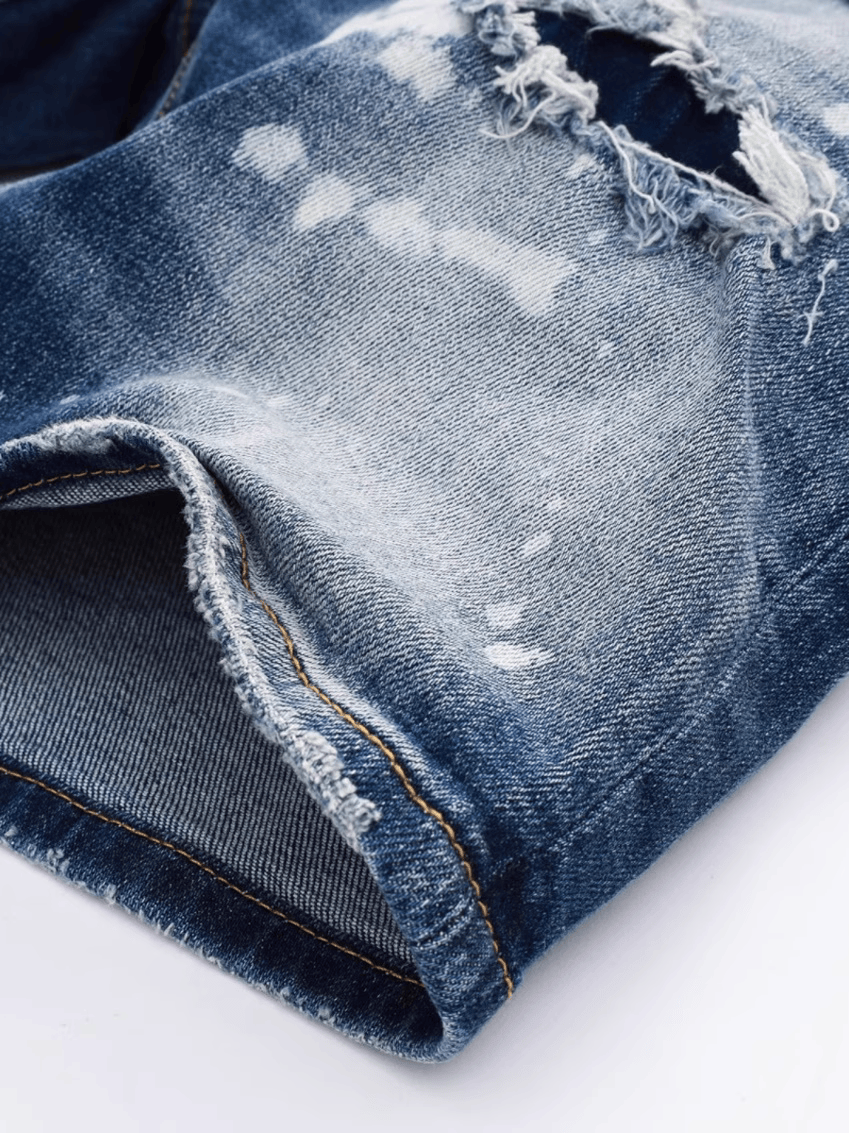 Blue Washed Paint Jeans