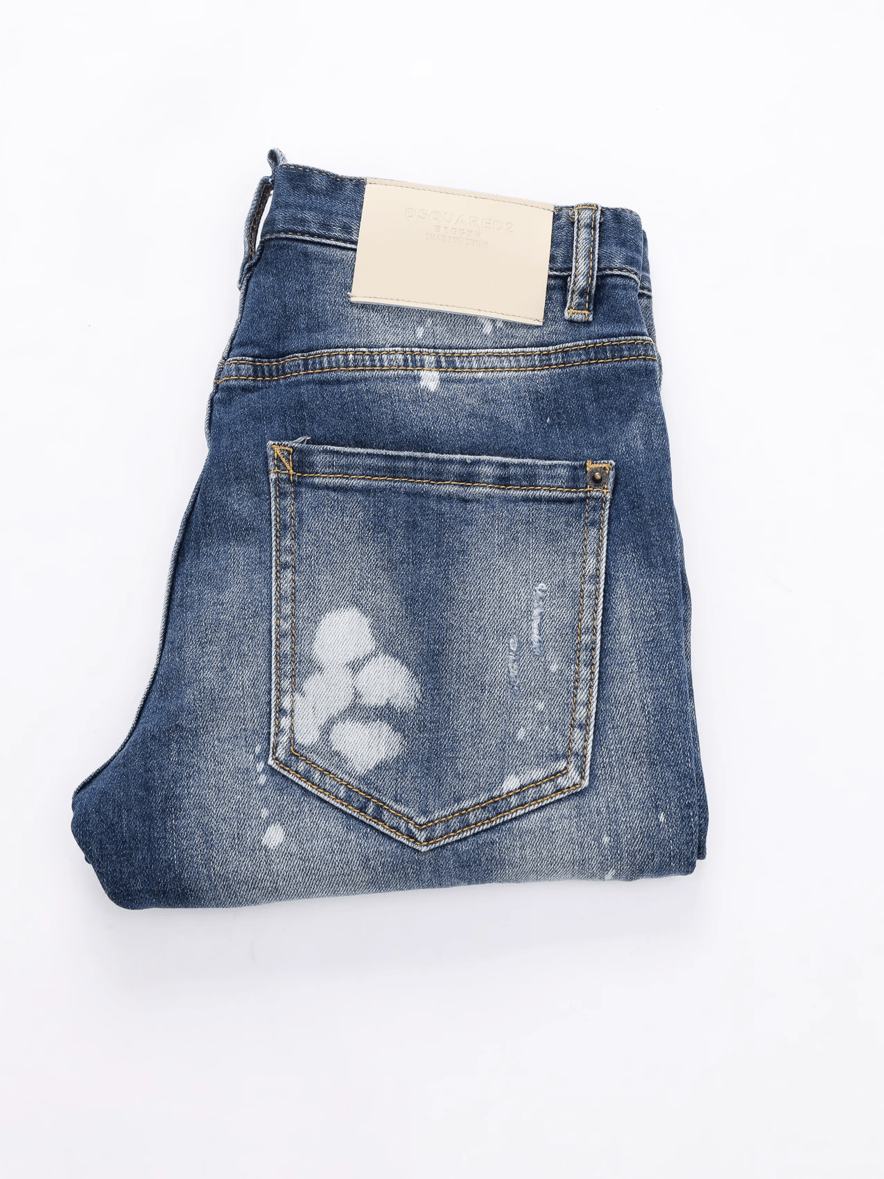 Blue Washed Paint Jeans