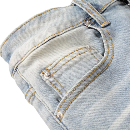 Light Blue White Patch Jeans