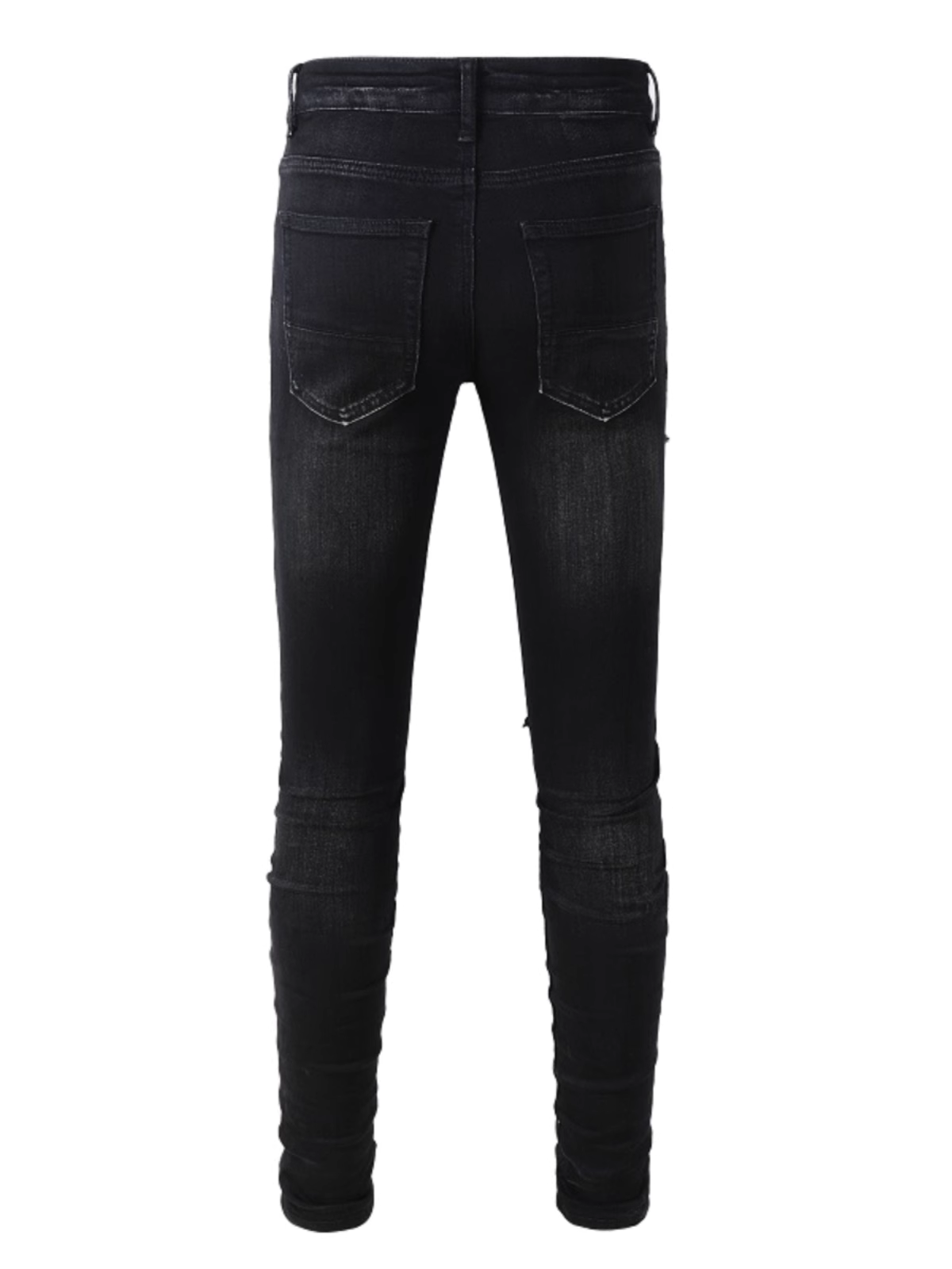 Black Ripped Blue Patch Jeans