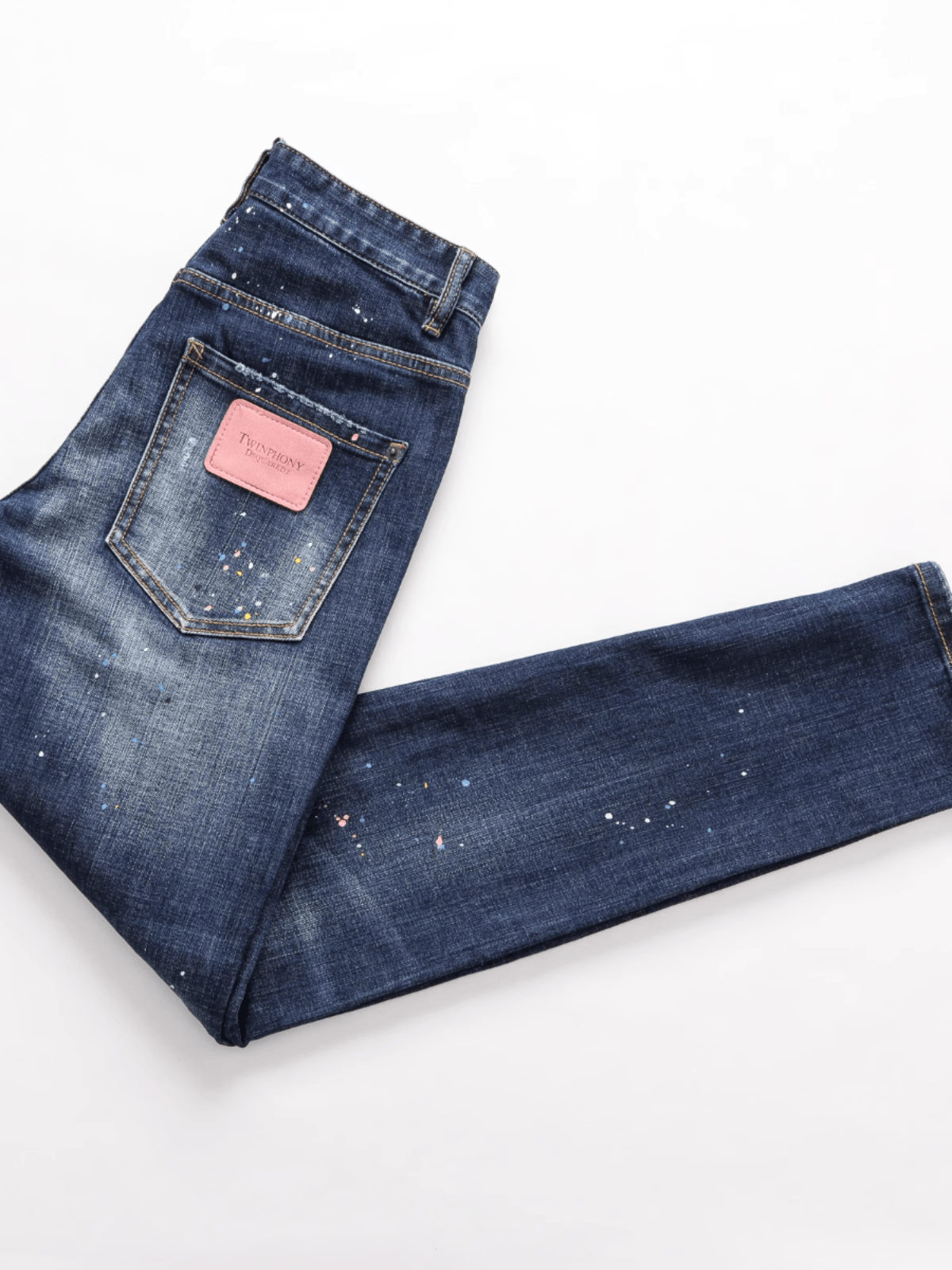 Washed Denim Paint Jeans