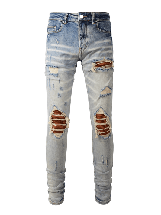 Light Ripped Patch Jeans