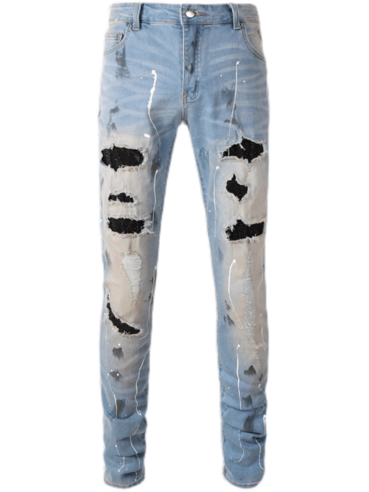 Denim Patch Rhinestone Jeans
