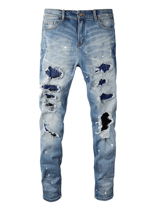 Light Blue Diamond Patch Jeans