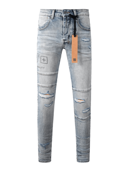 Light Blue Washed Ripped Jeans