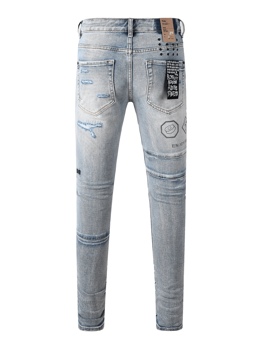 Light Blue Washed Ripped Jeans