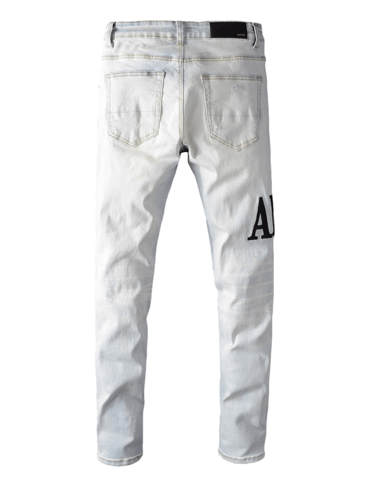 White Writing Classic Jeans